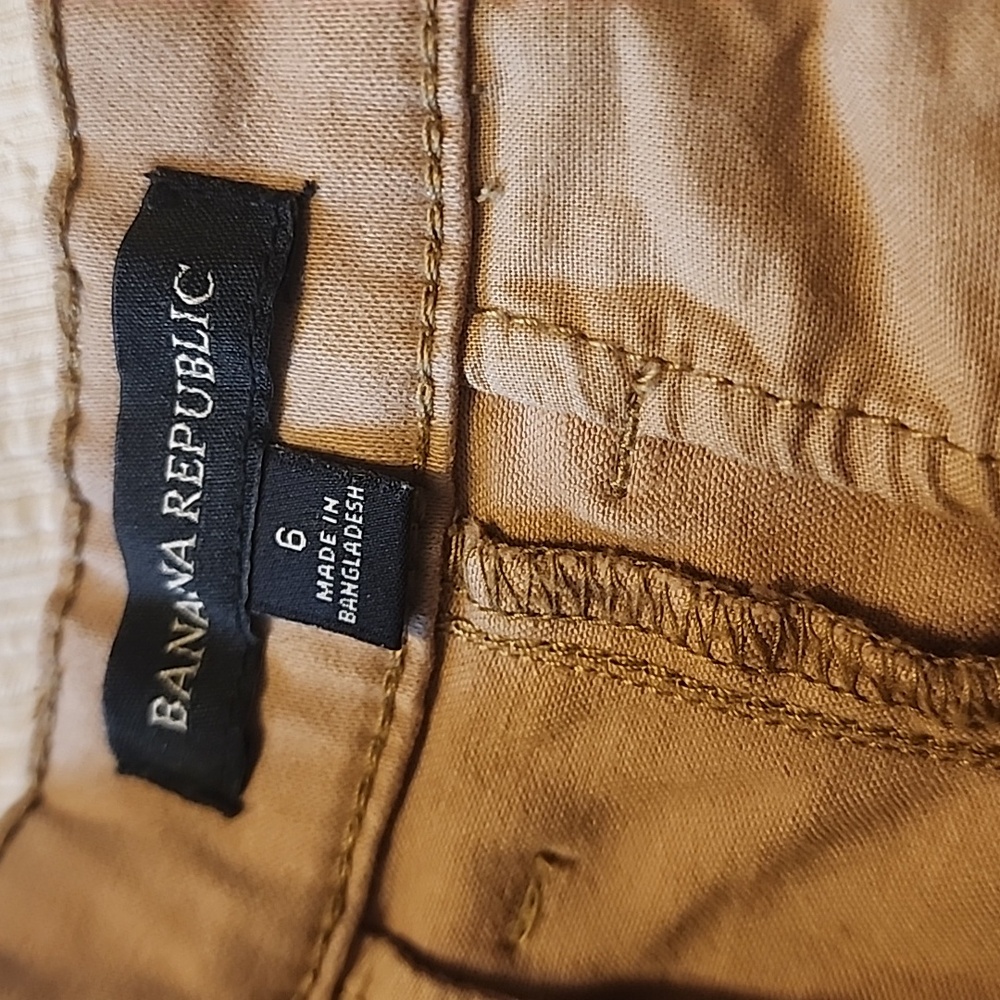 Banana Republic Stretch Cotton Blend Womens Tan Chino Shorts Size 6 Belt Loops - Picture 8 of 9
